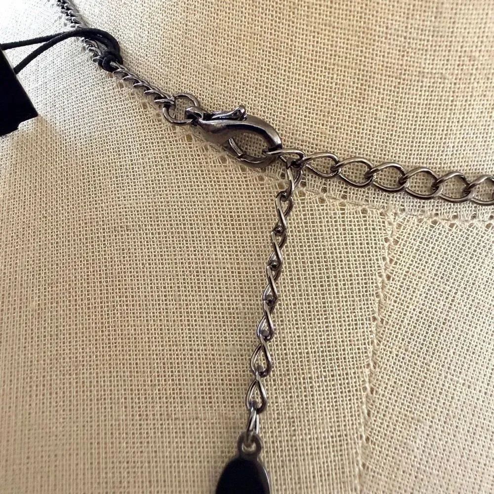 Cookie Lee Black Faceted Bead Necklace with Statement Drop Pendant - Picture 3 of 7